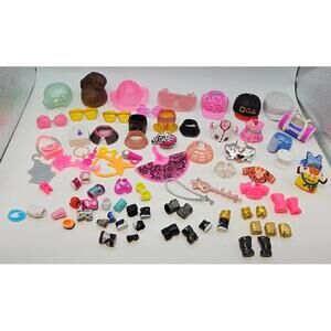 Lot of 82 LOL Surprise Mixed Doll Accessories Shoes, Hats, Bags, and Jewelry